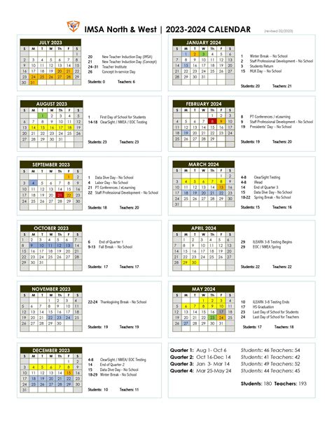 imsa academic calendar